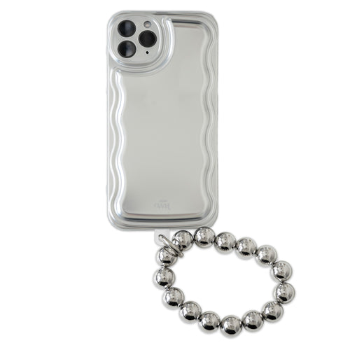 xoxo Wildhearts - Wavy case Silver met Silvery beads (easy cord) - iPhone 11 Pro Max