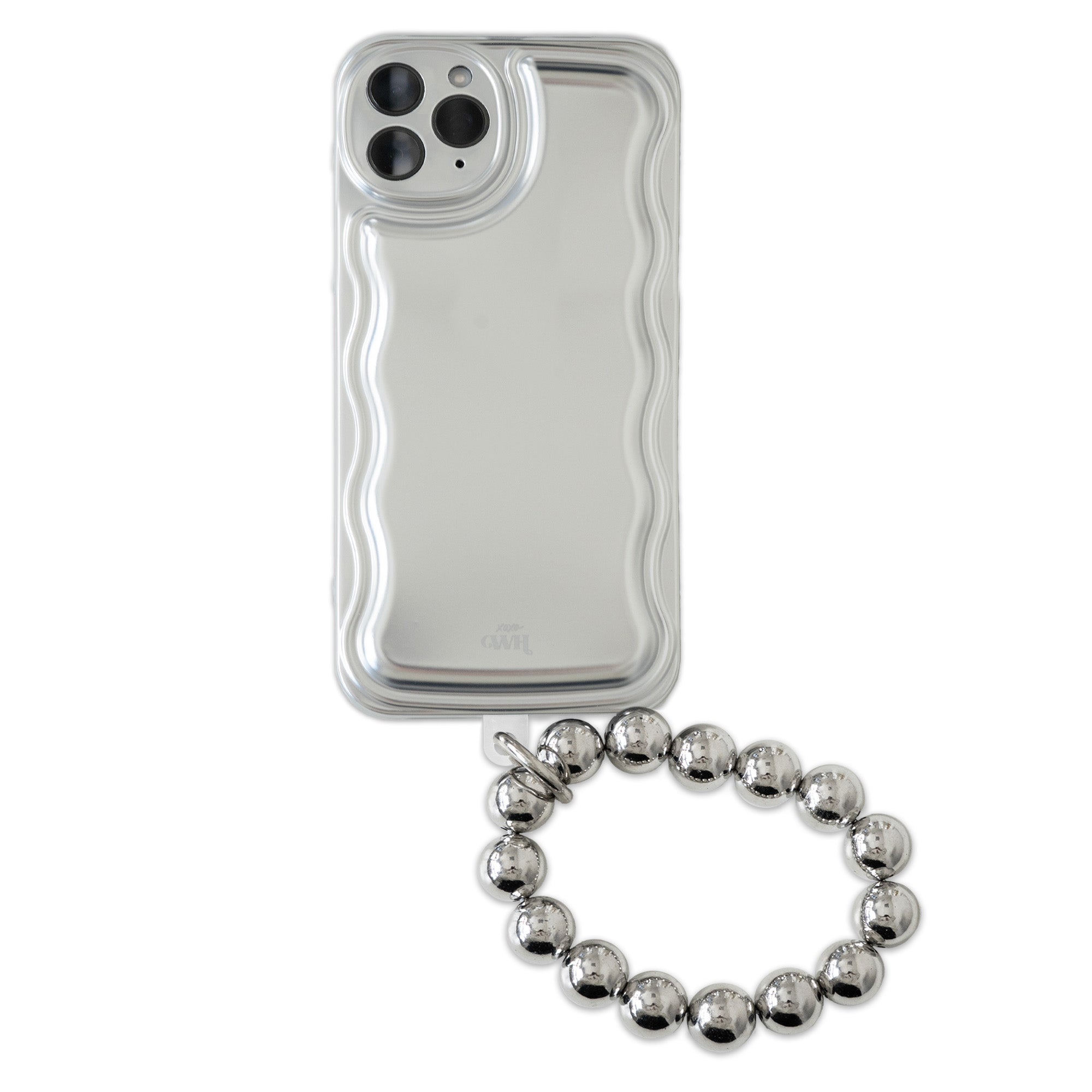 xoxo Wildhearts - Wavy case Silver met Silvery beads (easy cord) - iPhone 11 Pro Max
