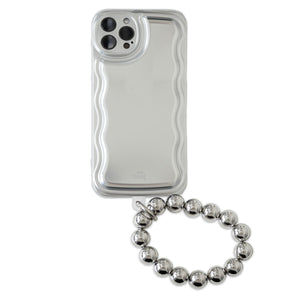 xoxo Wildhearts - Wavy case Silver met Silvery beads (easy cord) - iPhone 12 Pro