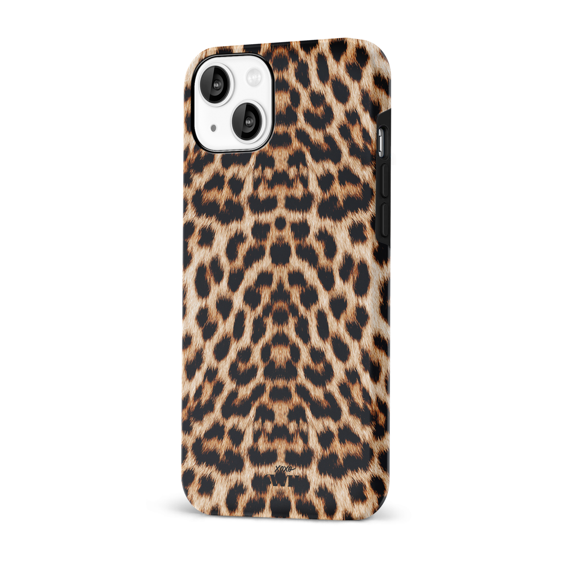 Wild Thing iPhone 14 hoesje met bruine en zwarte panterprint, gemaakt van stevig hard kunststof.