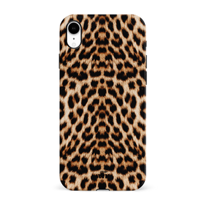 iPhone XR hoesje met wild panterprint design van stevig hard kunststof.
