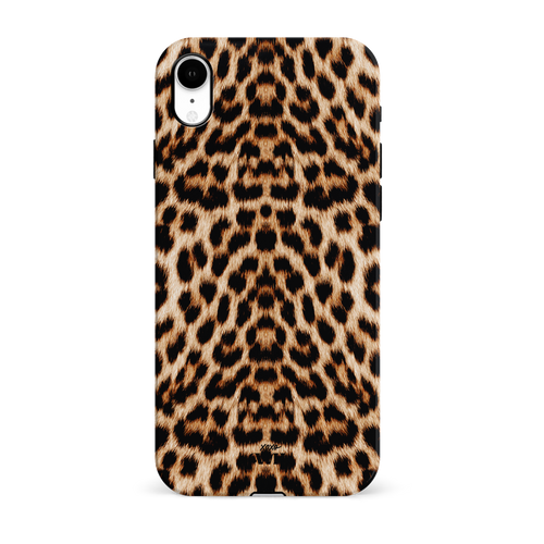 iPhone XR hoesje met wild panterprint design van stevig hard kunststof.