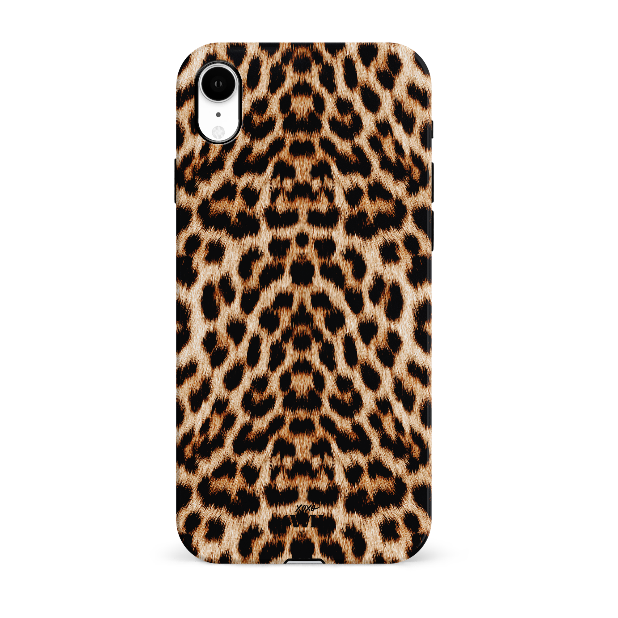 iPhone XR hoesje met wild panterprint design van stevig hard kunststof.
