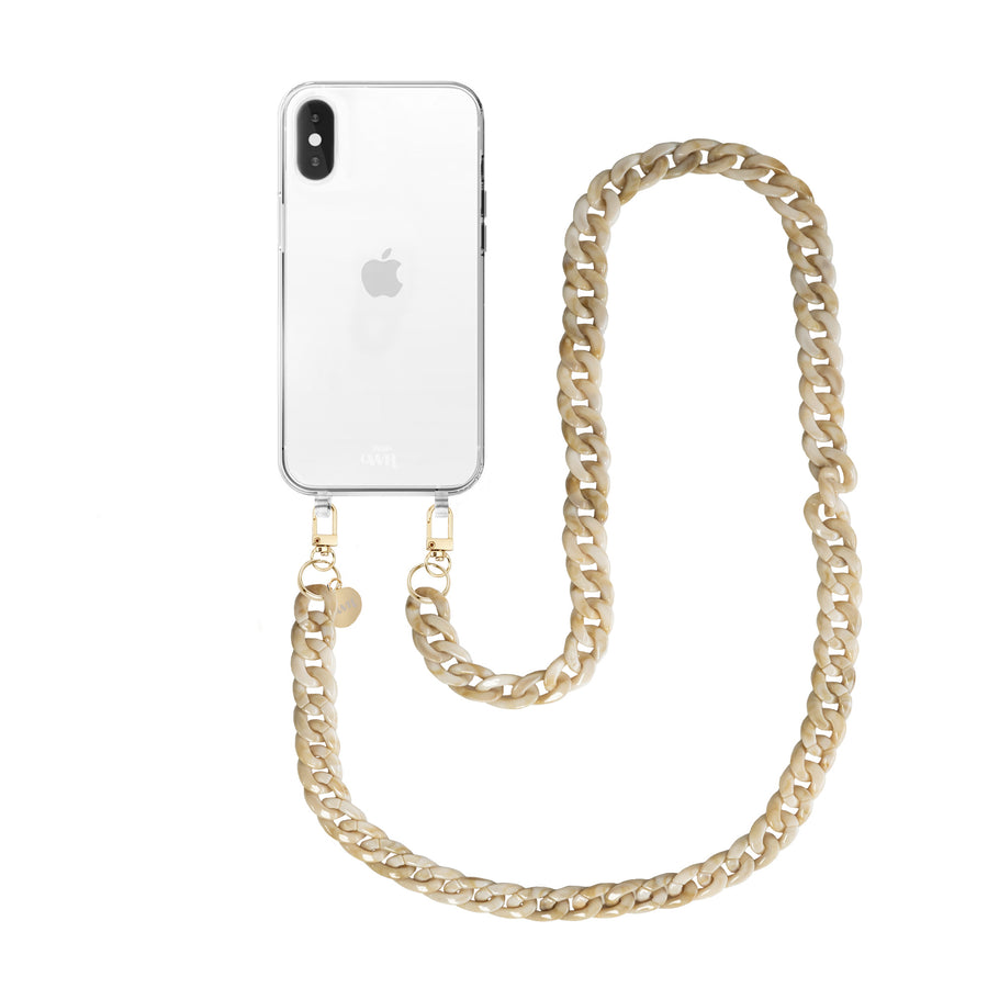 iPhone XS Max - Cream Latte Transparant Cord Case - Long Cord