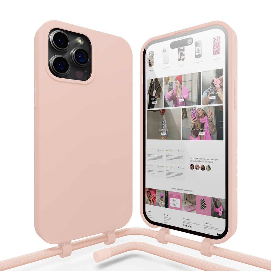 iPhone 12 Pro Max - WildHearts Silicone Beau cas de cordon rose