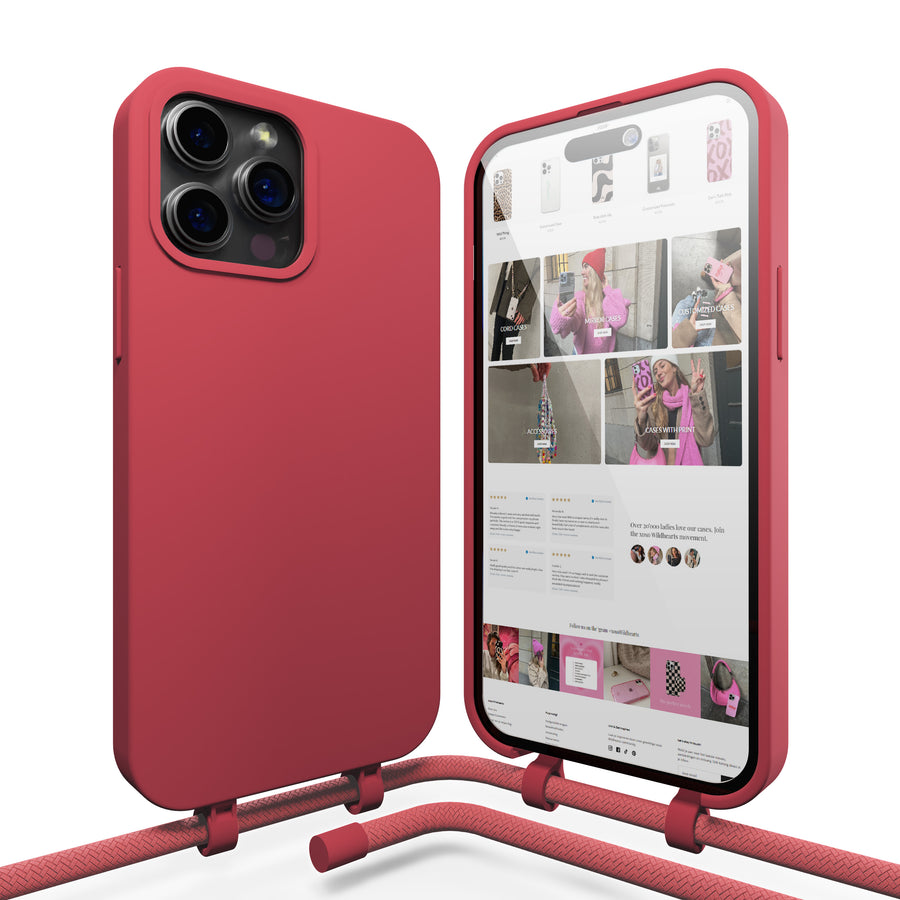 iPhone 14 Pro Max - Étui à cordon rouge Raspberry