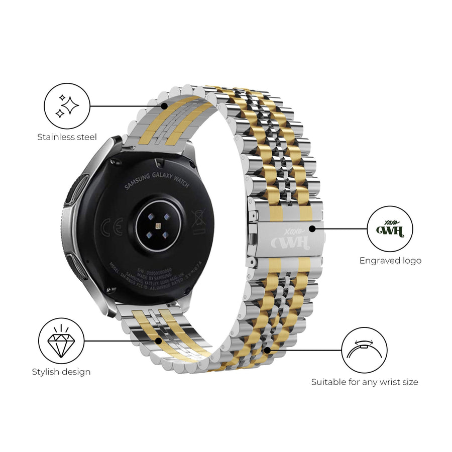 Samsung Gear S3 (Classic & Frontier) steel strap (silver/gold)