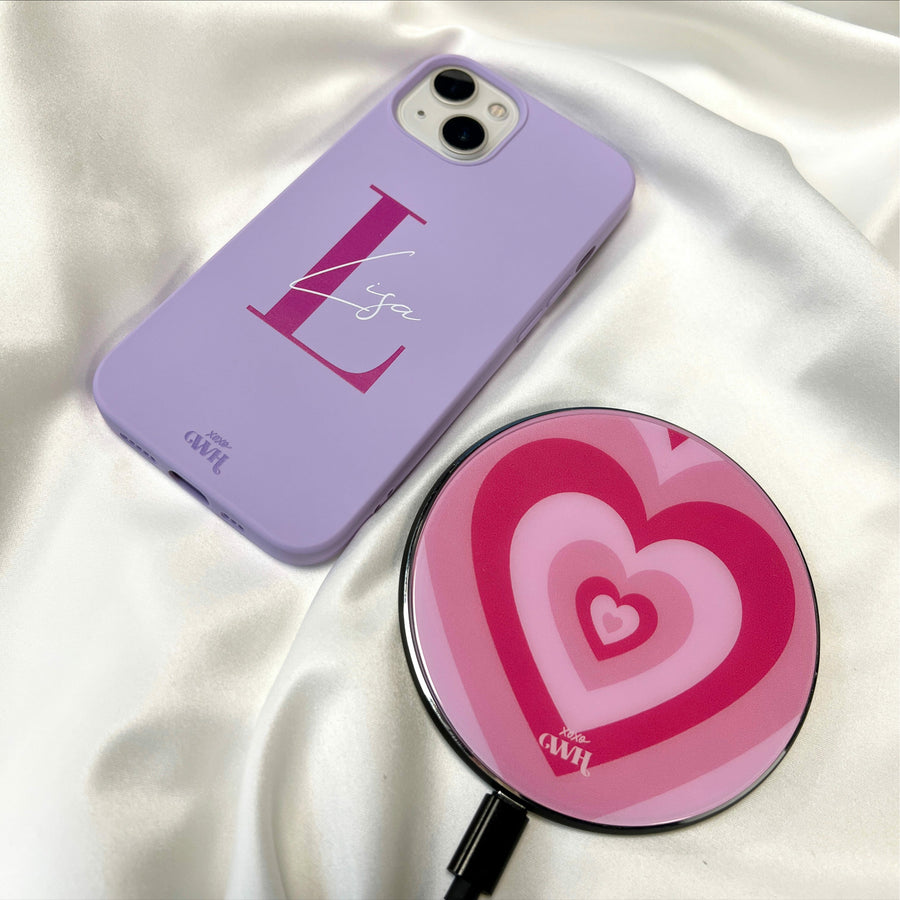 Wireless Charger - Retro Heart Pastel Pink