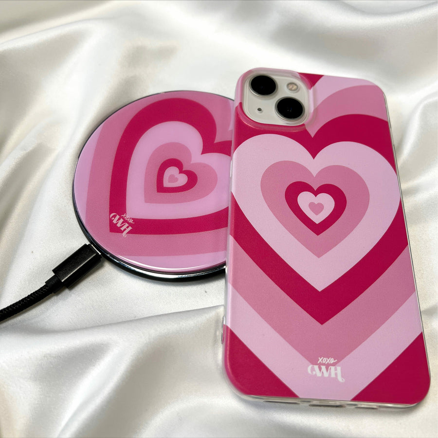 Wireless Charger - Retro Heart Pastel Pink