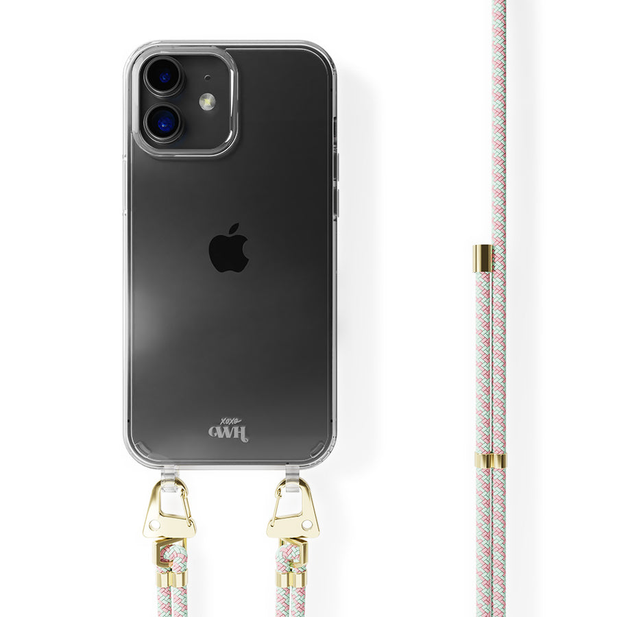 iPhone 11 - Aqua Pink Transparant Cord Case