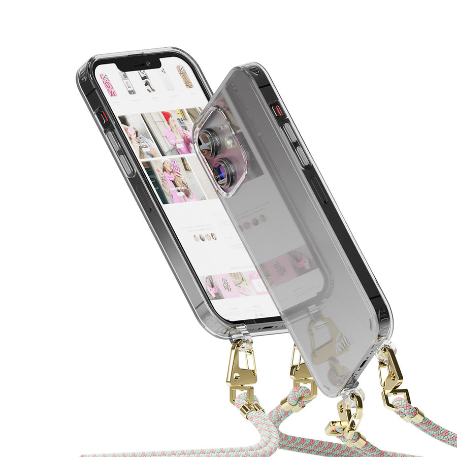 iPhone 11 - Aqua Pink Transparent Cord Case