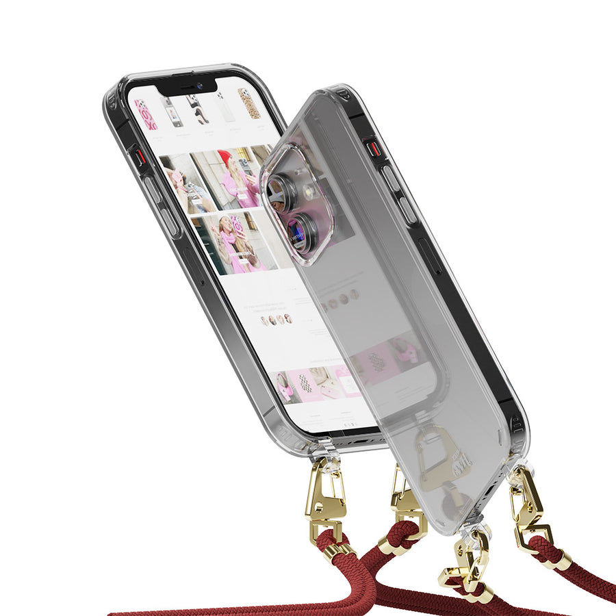 iPhone 12 - Étui de cordon transparent des règles rouges