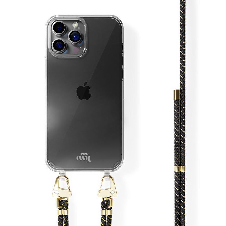 iPhone 13 Pro - Case de cordon transparent déesse d'or
