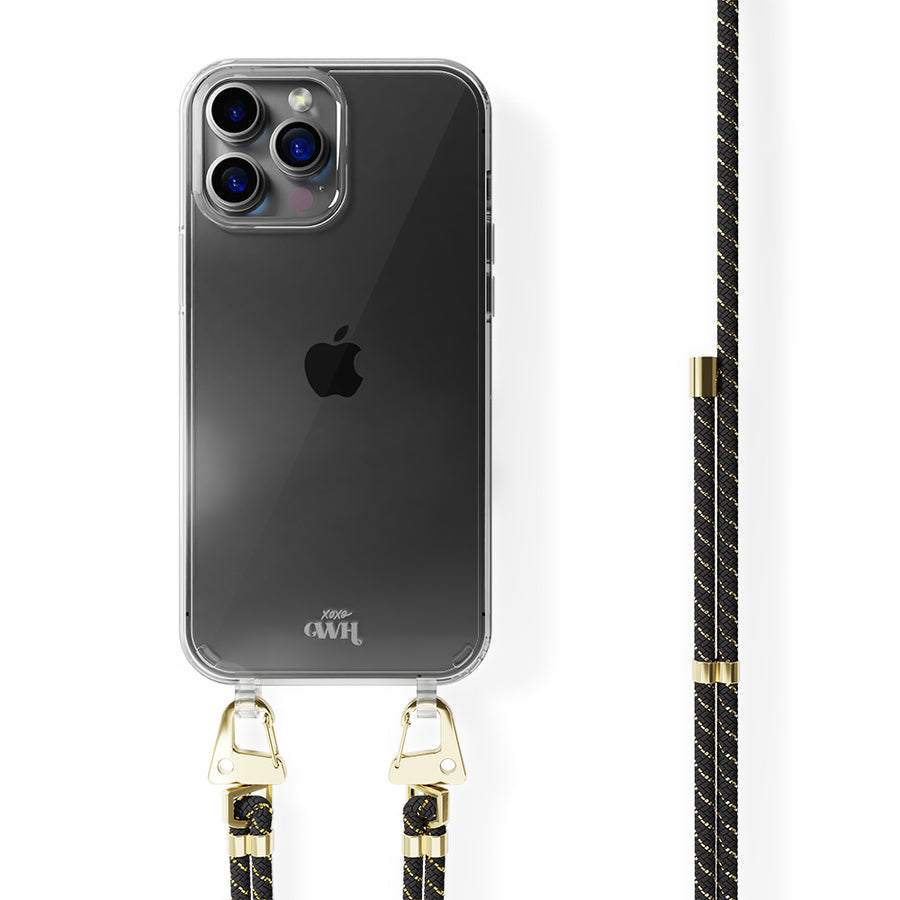 iPhone 14 Pro Max - Case de cordon transparent Gold Goddess