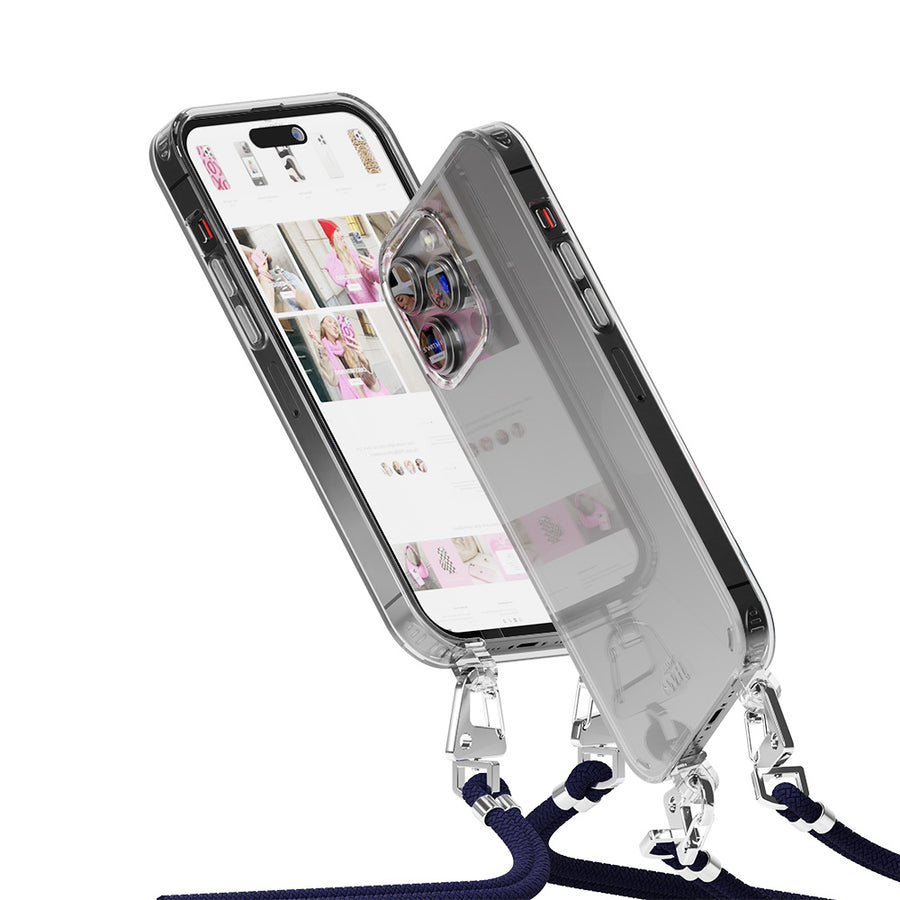 iPhone 14 Pro Max - Navy surcharge de cordon transparent