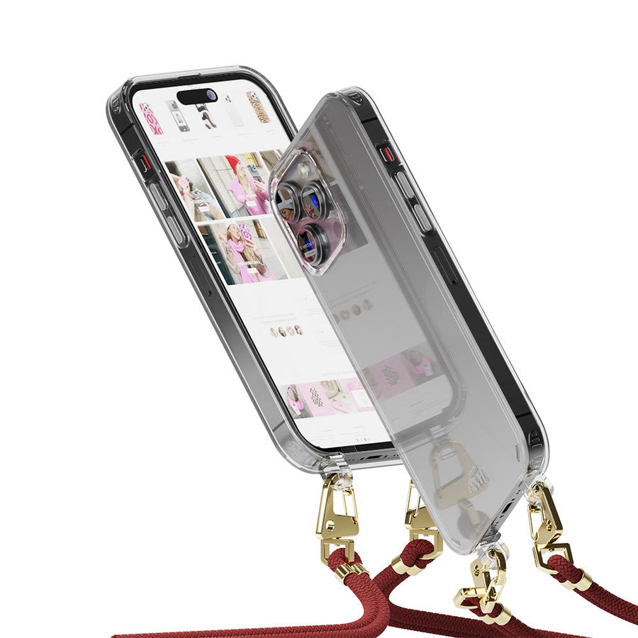iPhone 12 pro max - rote Regeln transparentes Kabelgehäuse