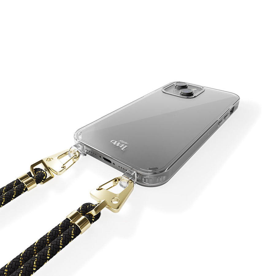 iPhone 13 Mini - Étui de cordon transparent de déesse d'or