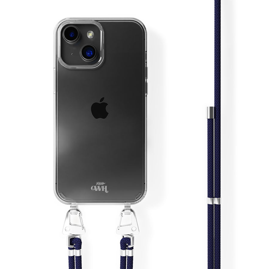 iPhone 14 Plus - Étui de cordon transparent surcharge de la marine