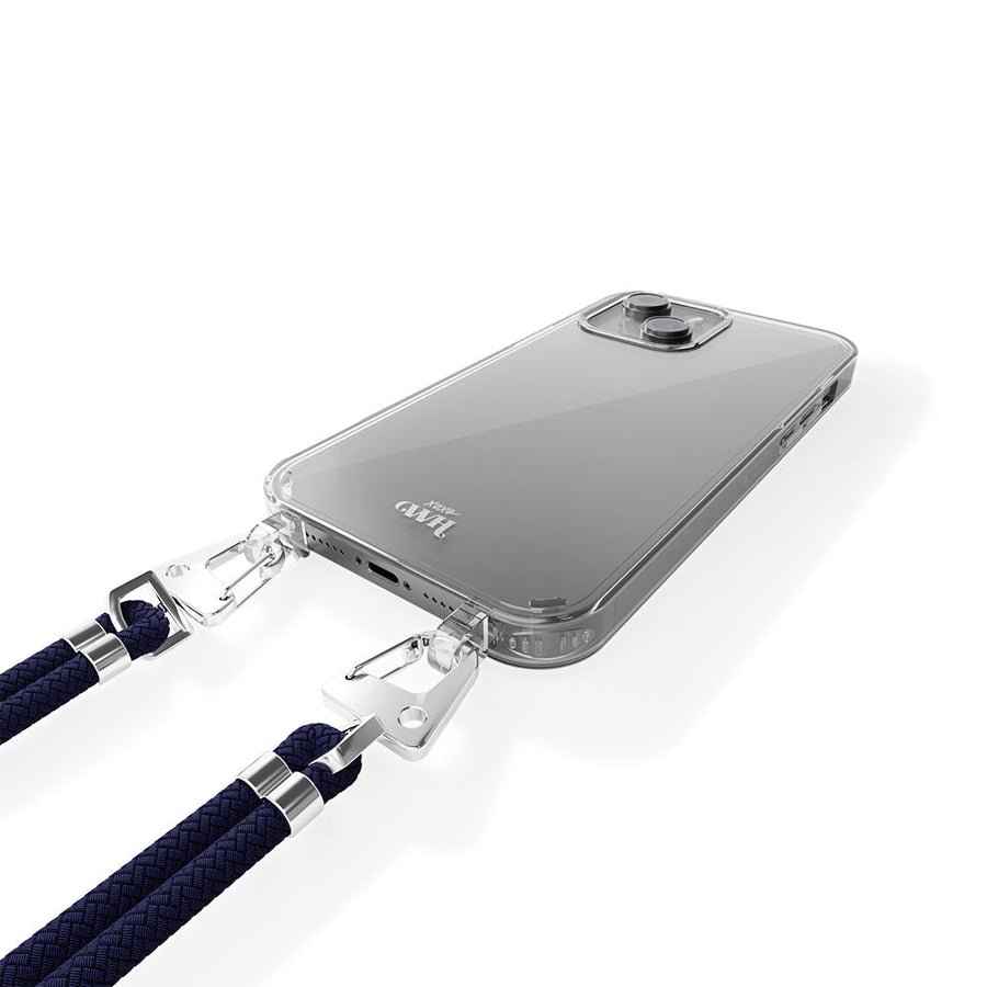 iPhone 14 - Étui de cordon transparent surcharge de la marine de la Marine