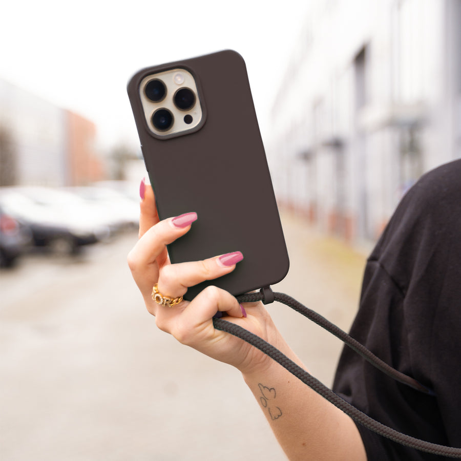 iPhone 14 Plus - Black Coffee Cord Case