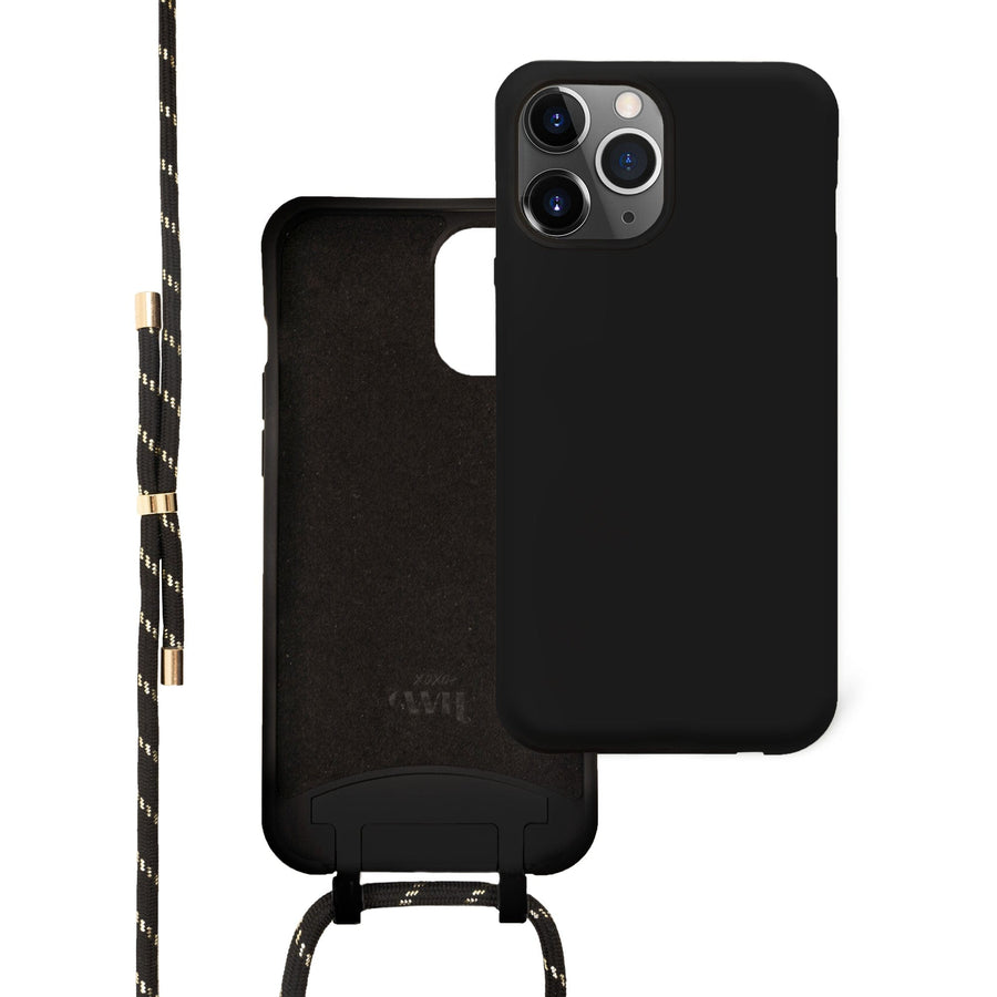 iPhone 11 Pro Max - Wildhearts Silicone Pretty Black & Gold Cord Case iPhone 11 Pro Max