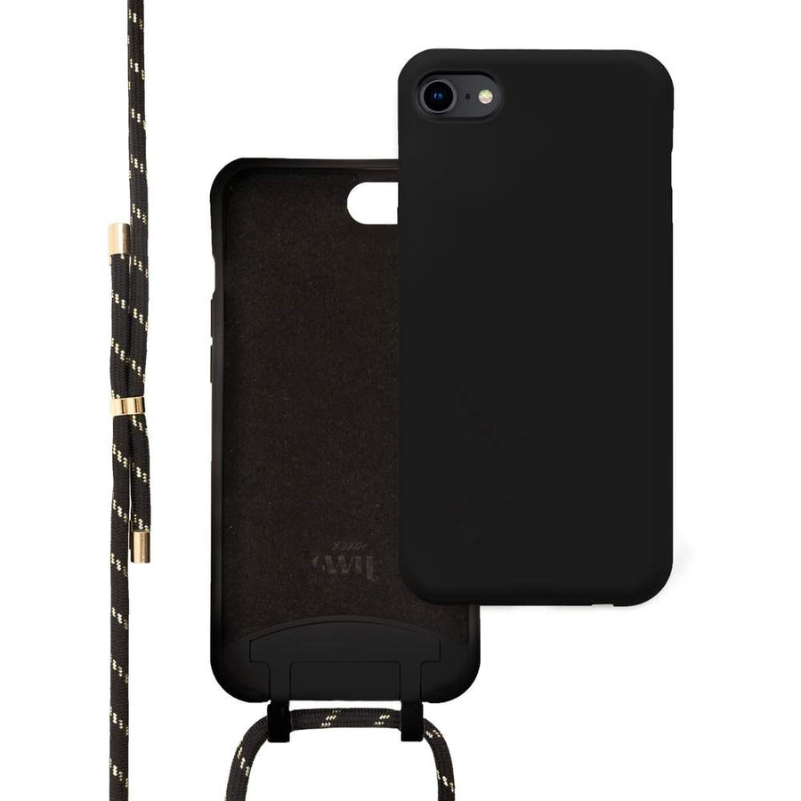 iPhone 7/8 SE - Wildhearts Silicone Pretty Black & Gold Cord Case iPhone 7/8 SE