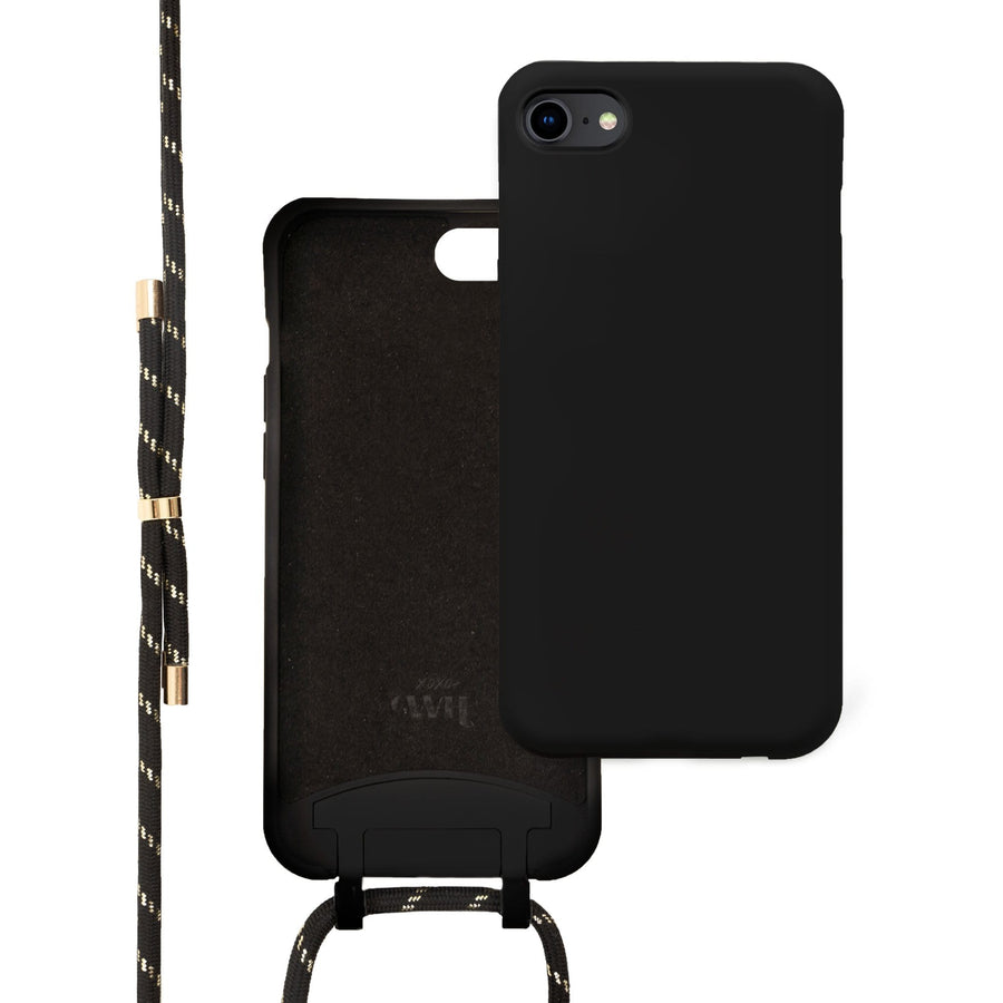 Wildhearts Silicone Pretty Black & Gold Cord Case - iPhone iPhone 7/8/SE 2020