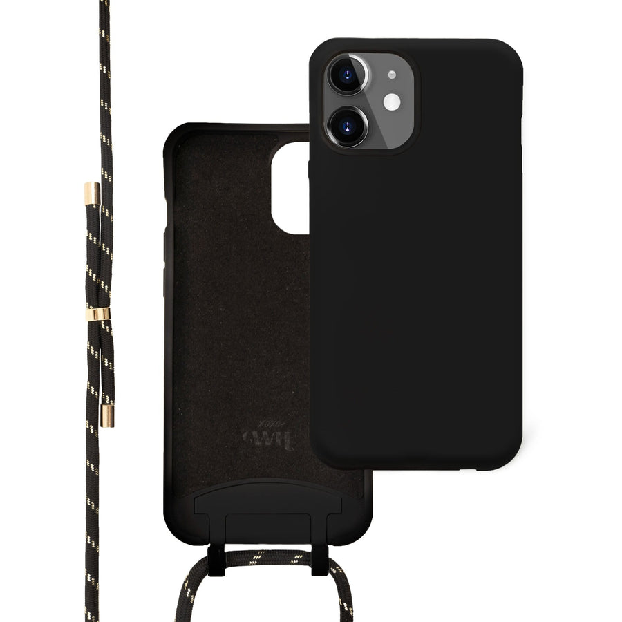 Wildhearts Silicone Pretty Black & Gold Cord Case - iPhone iPhone 12,iPhone 11