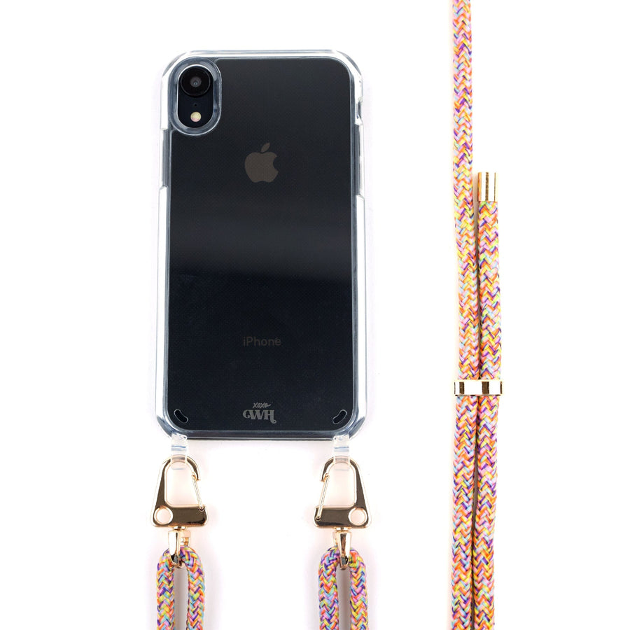 iPhone XR - Wildhearts Transparant Rainbow Vibes Cord Case iPhone XR