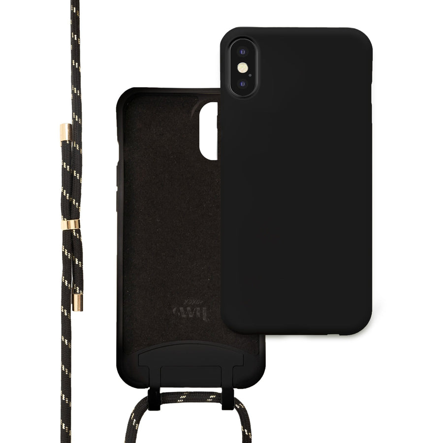 Wildhearts Silicone Pretty Black & Gold Cord Case - iPhone iPhone XS Max,iPhone X/XS