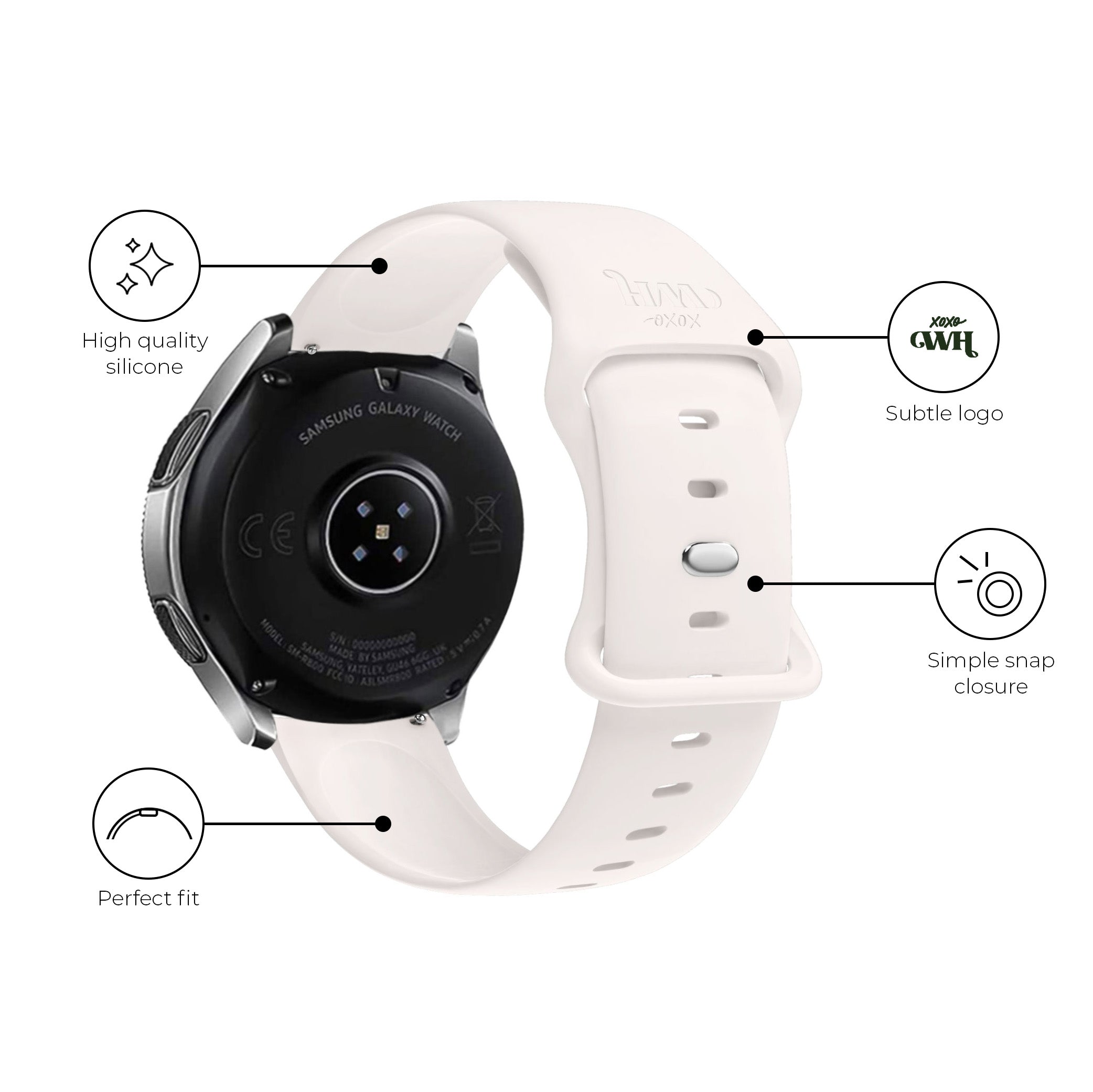 xoxo Wildhearts - Amazfit GTR 2 - 2e - 2 Sport - 2 Classic siliconen bandje (beige)