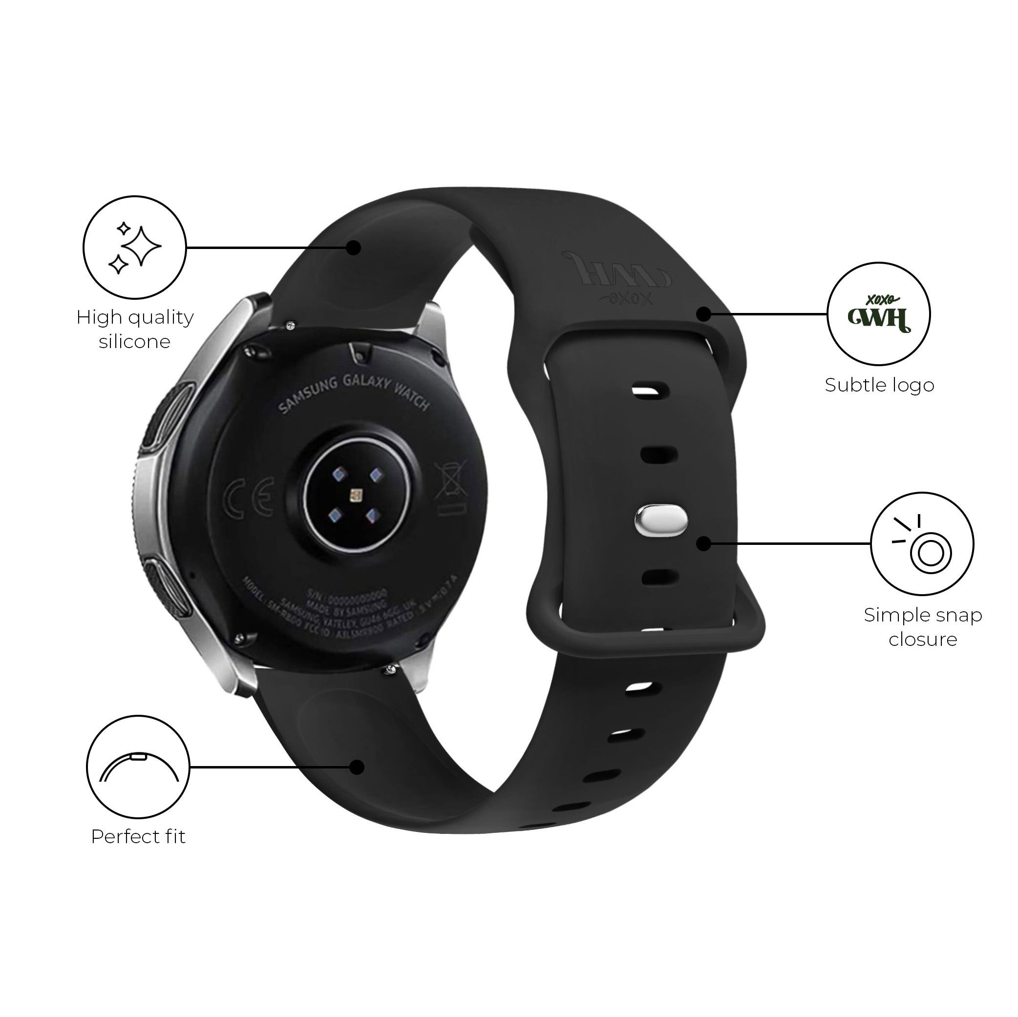 xoxo Wildhearts - Amazfit GTR 2 - 2e - 2 Sport - 2 Classic siliconen bandje (zwart)