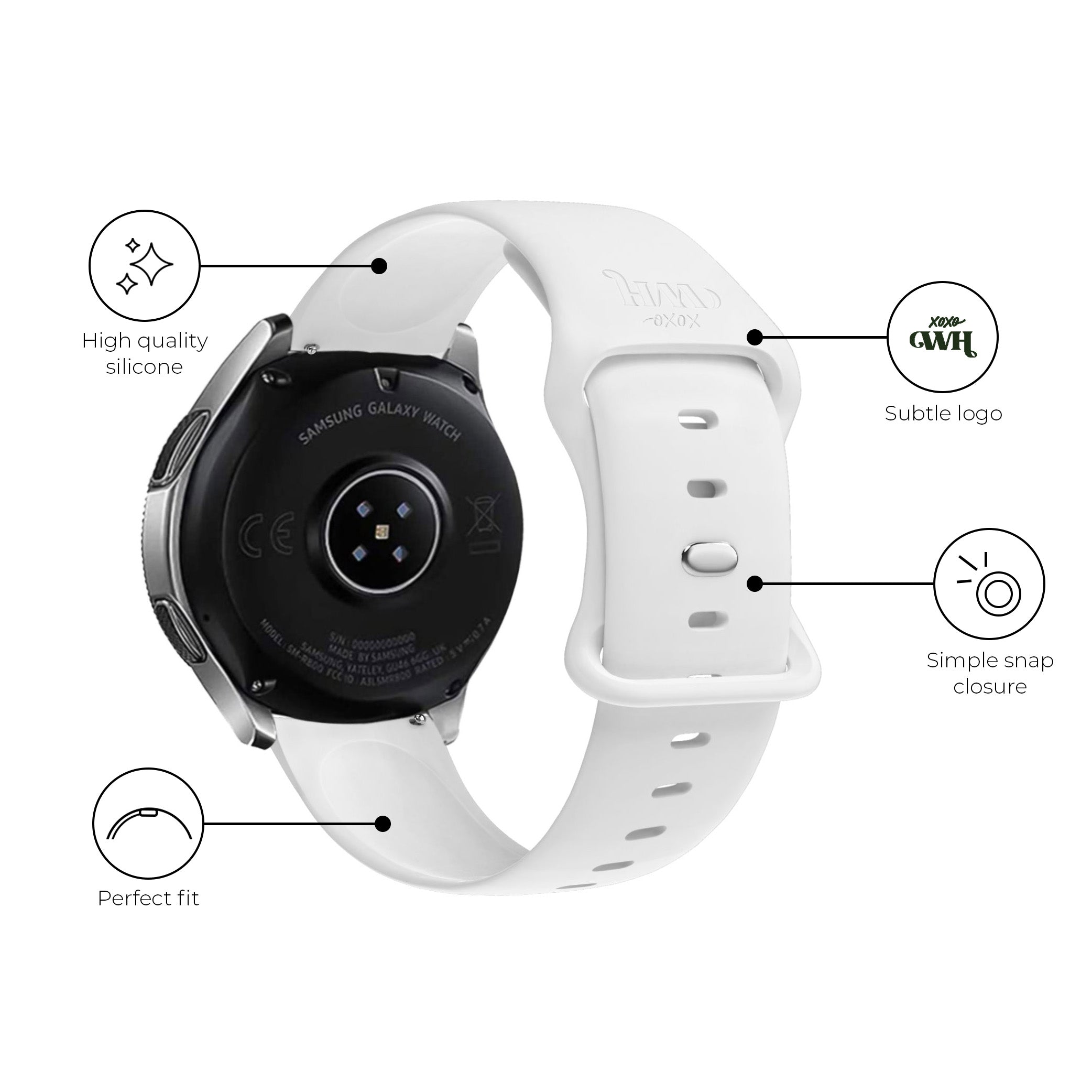 xoxo Wildhearts - Huawei Watch GT Runner siliconen bandje (wit)