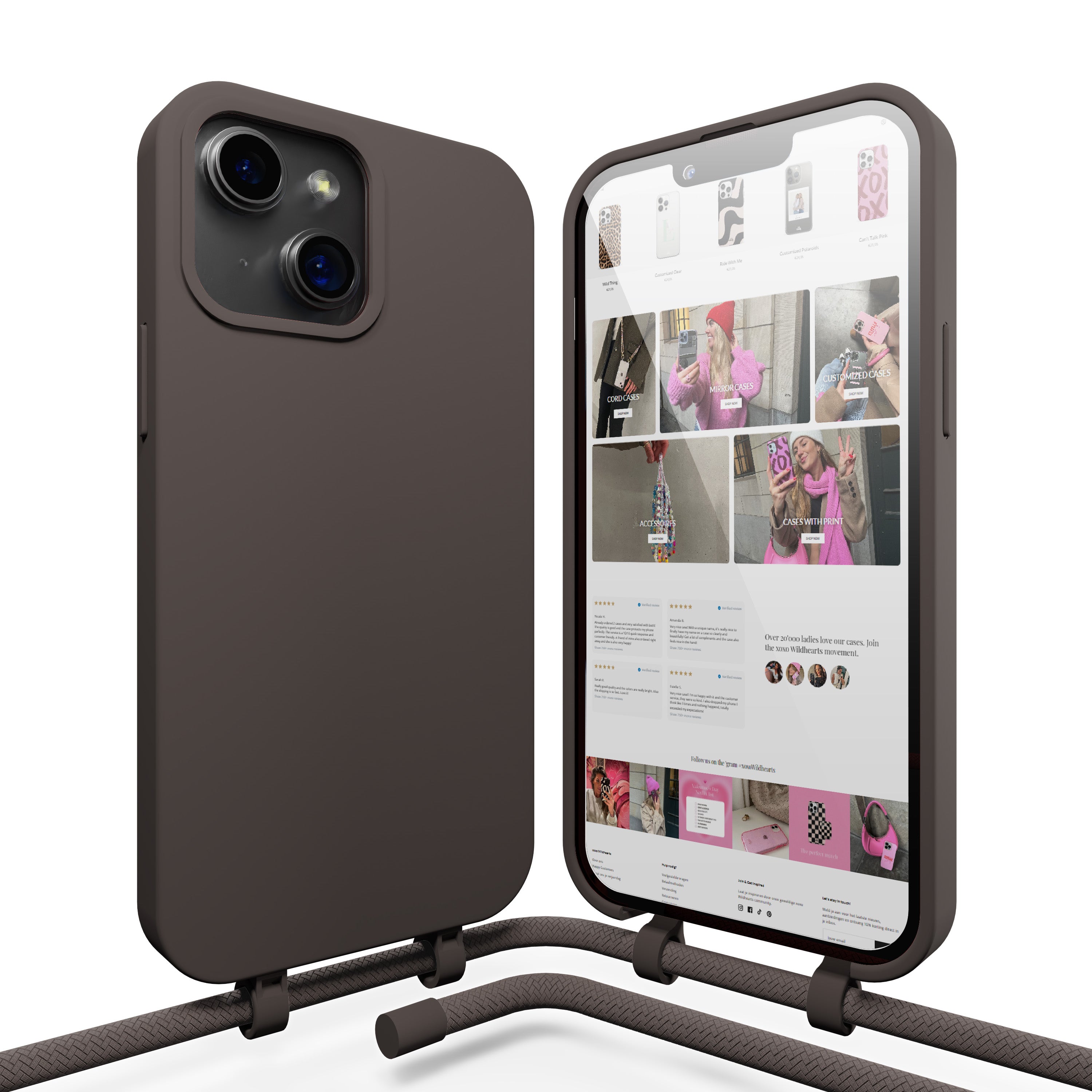 xoxo Wildhearts - iPhone 14 Plus - Black Coffee Cord Case