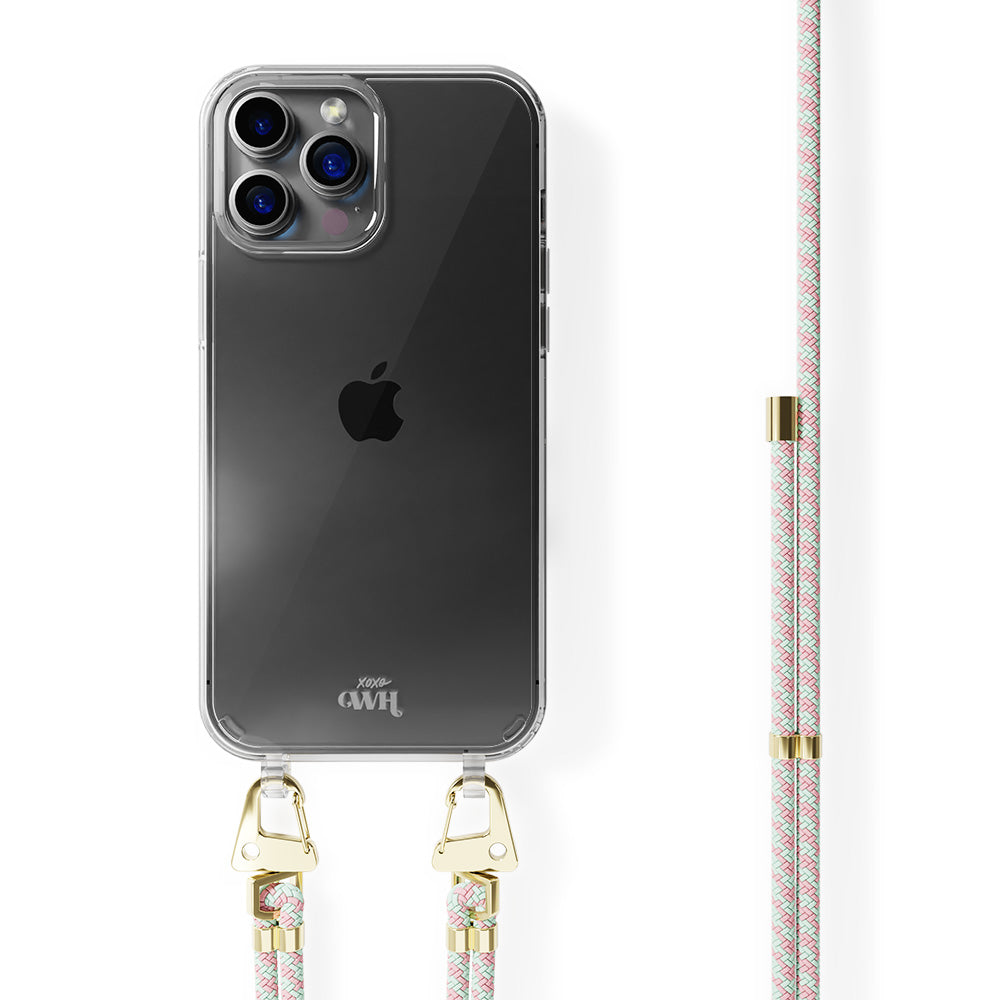 xoxo Wildhearts - iPhone 14 Pro Max - Aqua Pink Transparant Cord Case