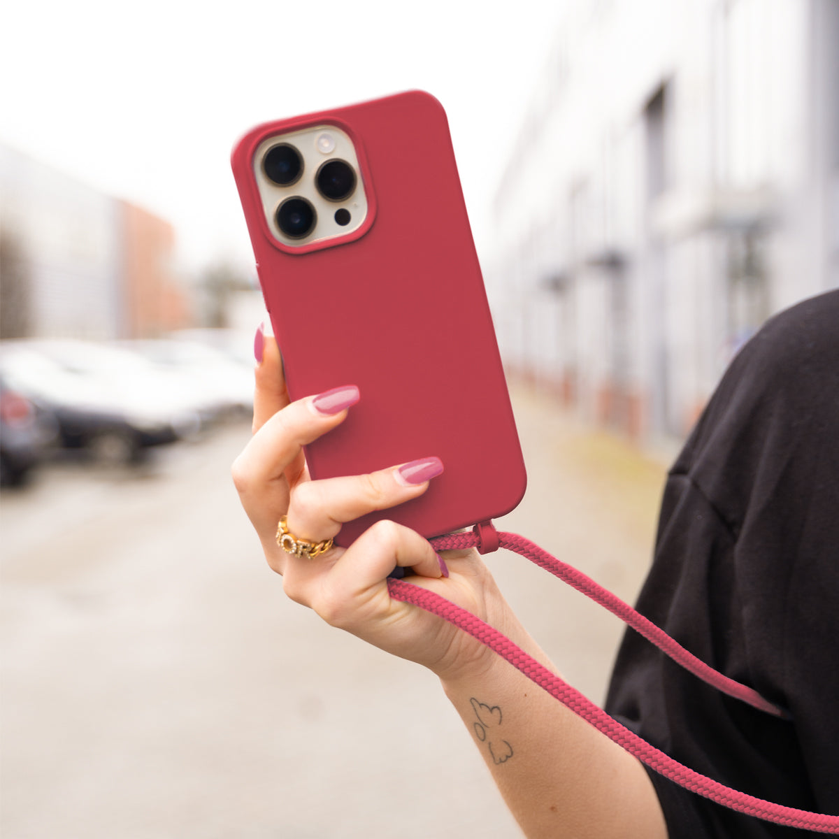 xoxo Wildhearts - iPhone 14 - Raspberry Red Cord Case