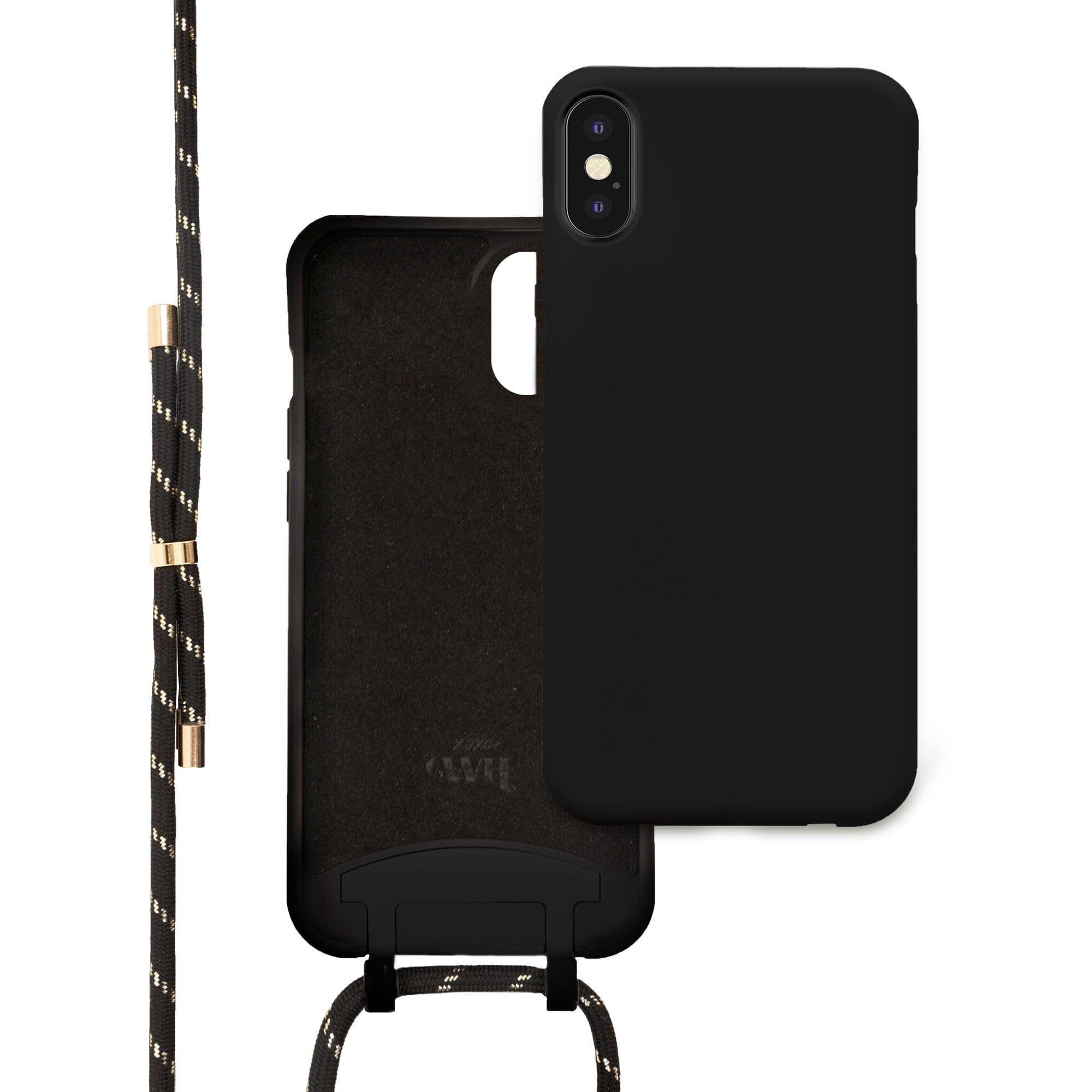 iPhone X/XS - Wildhearts Silicone Pretty Black & Gold Cord Case iPhone X/XS