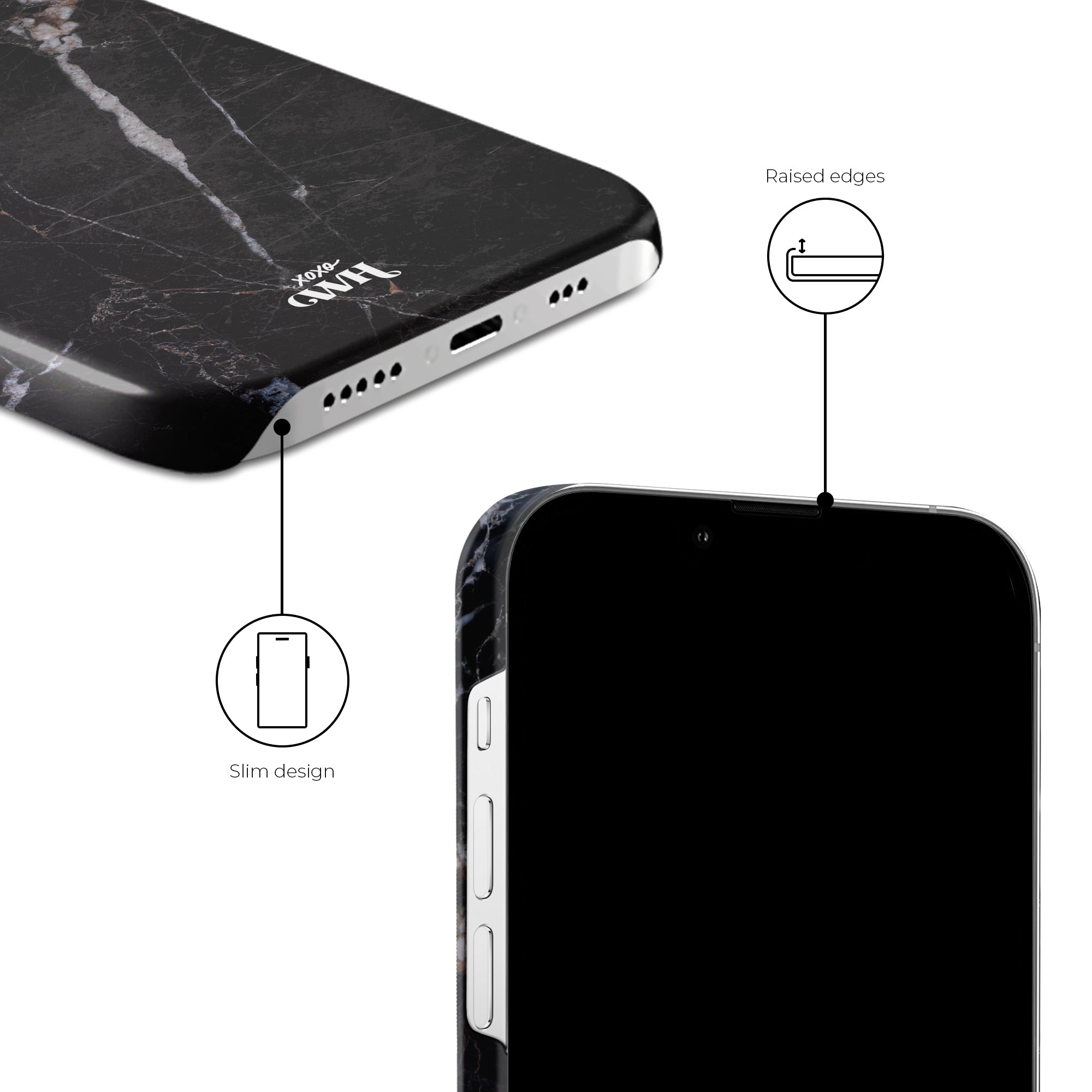 xoxo Wildhearts - Marble Black Mood - iPhone 14 Pro