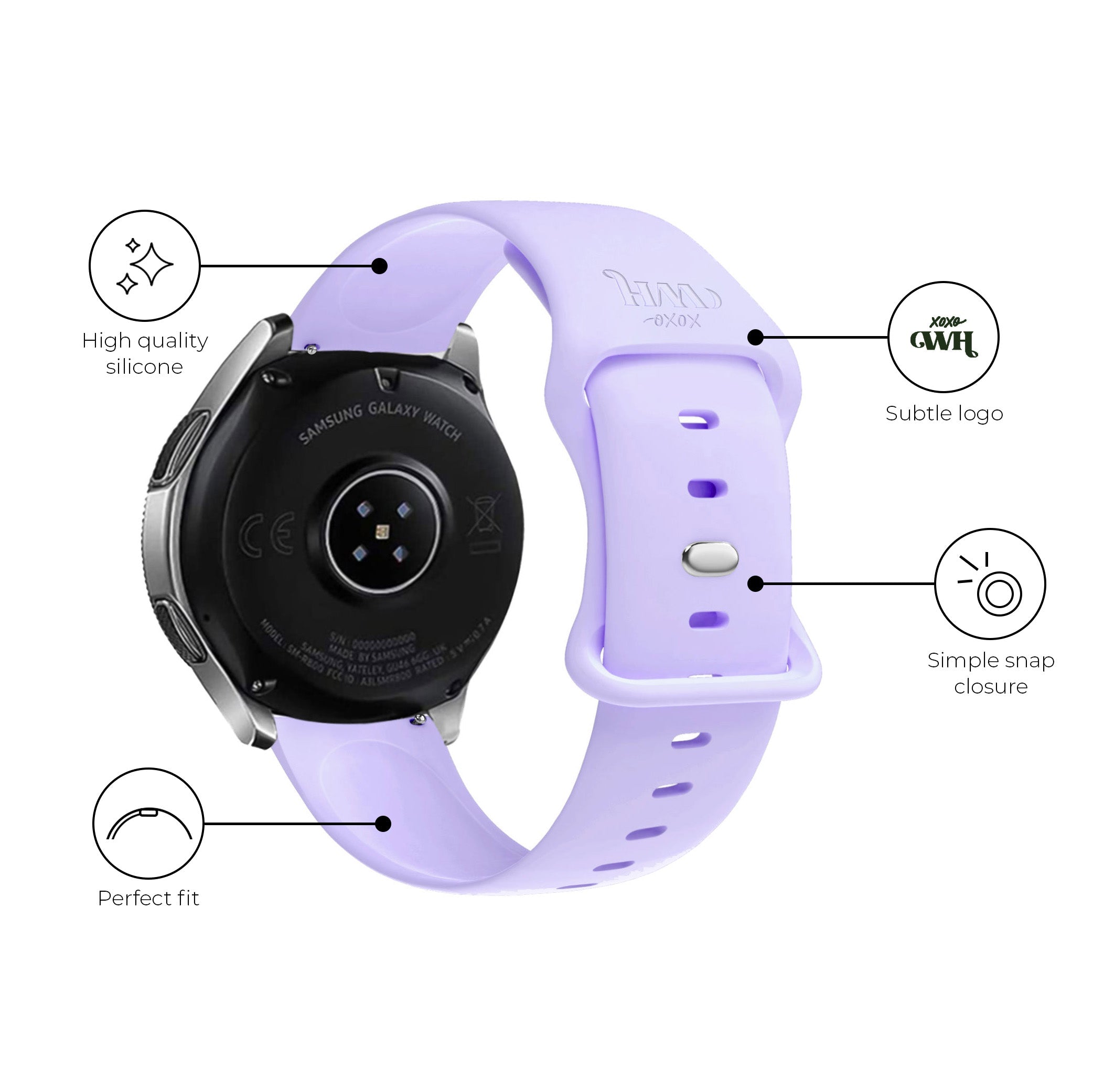 xoxo Wildhearts - Samsung Galaxy Watch 4 44mm siliconen bandje (paars)